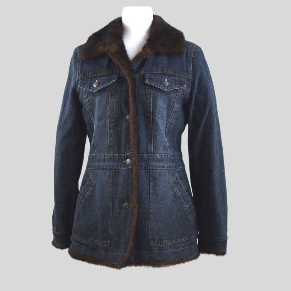 MARVIN RICHARDS Women's Faux Fur Denim Jacket Size S